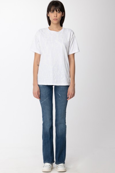 Elisabetta Franchi  T-shirt con stampa lettering MA02526E2 Gesso