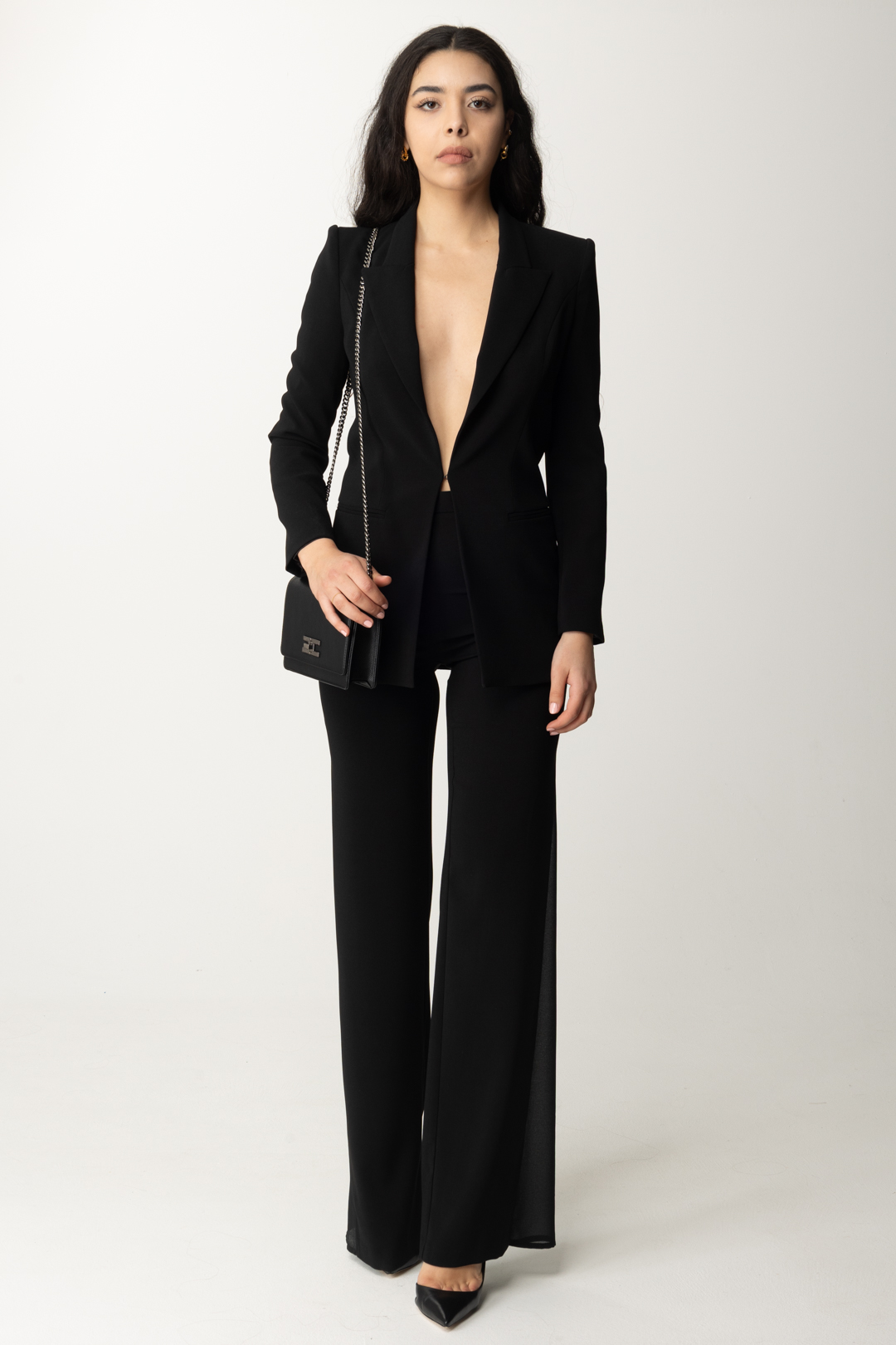 Preview: Elisabetta Franchi Suit with voile details Nero