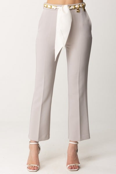 Elisabetta Franchi  Spodnie z paskiem typu szalik PAT1641E2 PERLA
