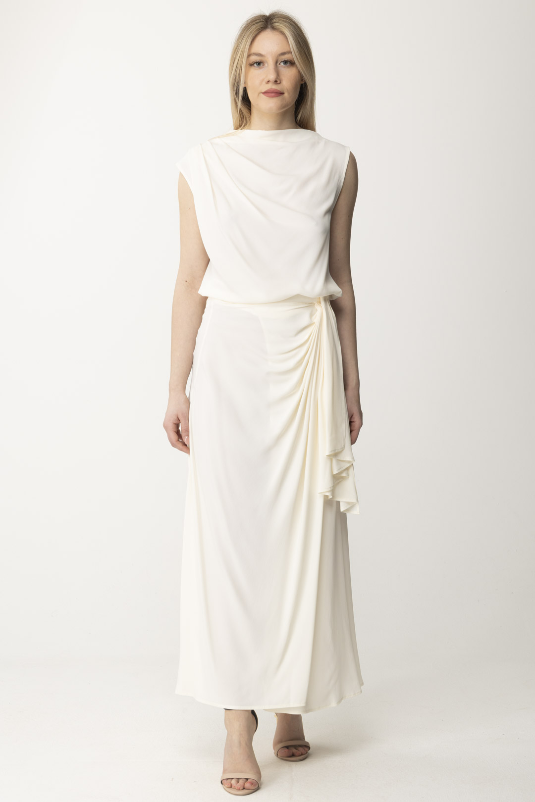 Preview: Semicouture Asymmetric pleated Maika top Ivory
