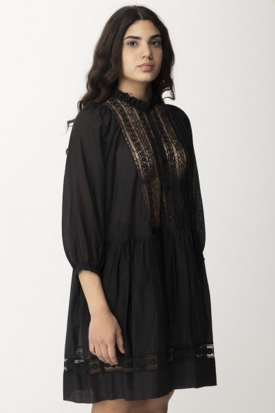 Semicouture  Short lace and muslin Andreina dress S4SH34 NERO