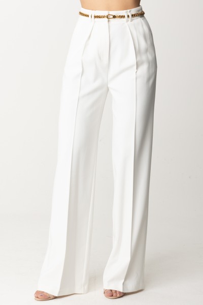 Elisabetta Franchi  Straight trousers with belt PA00141E2 AVORIO