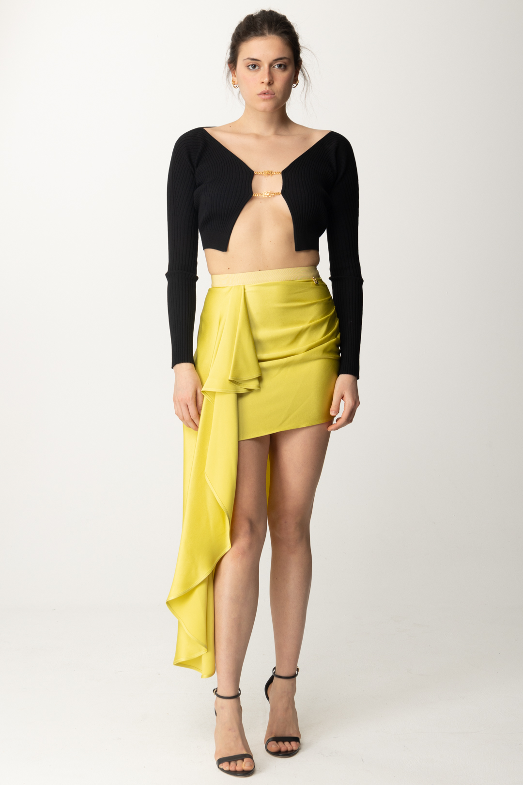 Preview: Elisabetta Franchi Asymmetric satin mini skirt CEDRO