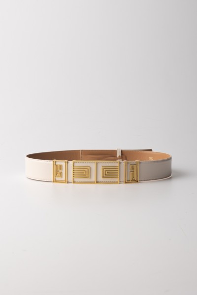 Elisabetta Franchi  Faux leather belt with déco logo CT20S37E2 BURRO