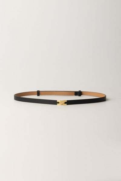 Elisabetta Franchi  Thin logoed leather belt CT30S42E2 NERO