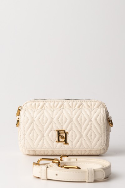 Elisabetta Franchi  Mini shoulder bag with diamond pattern BS14A36E2 BURRO