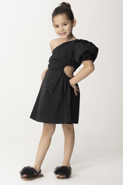 ELISABETTA FRANCHI BAMBINA  One-shoulder dress EFAB5350TV033.N000 BLACK