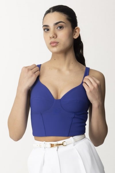 Elisabetta Franchi  Bustier top with embroidery TO01041E2 BLUE INDACO