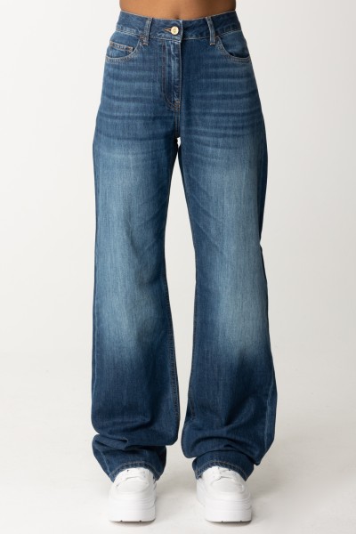 Elisabetta Franchi  Jeans wide leg a vita bassa PJ47I41E2 BLUE DENIM