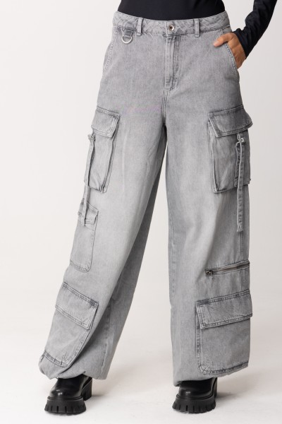Patrizia Pepe  Cargo jeans with large pockets and zips 8P0544 D048 MINERAL GRAY WASH