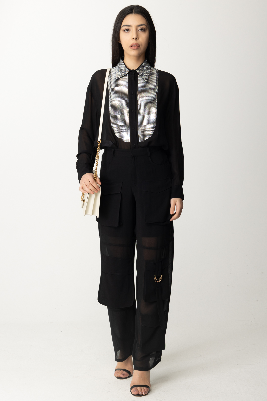 Preview: Pinko Cargo pants with transparencies NERO LIMOUSINE