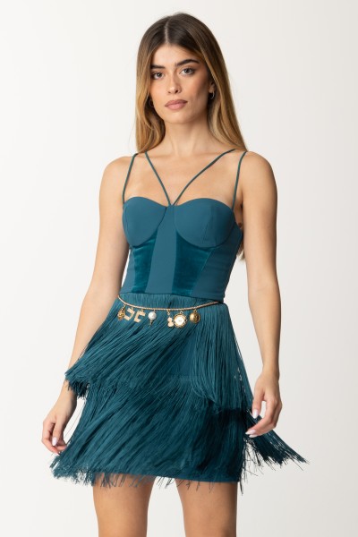 Elisabetta Franchi  Mini-robe en crêpe avec corsage AB53737E2 PAVONE