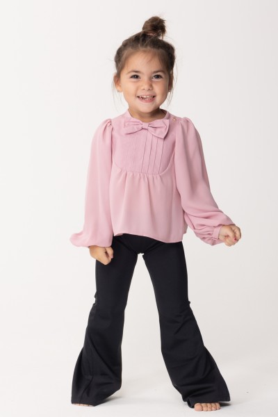 ELISABETTA FRANCHI BAMBINA  Georgette shirt with plastron and bow EFCA2030GA035C401 SOFT BERRY