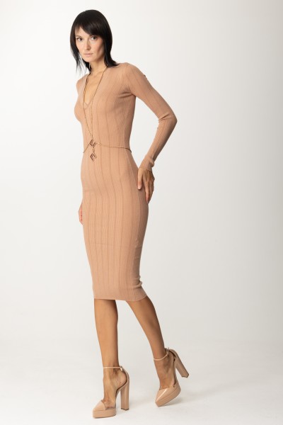 Elisabetta Franchi  Dzianinowa sukienka z dodatkiem w kształcie logo AM13S36E2 SKIN