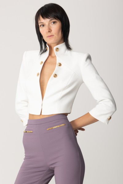 Elisabetta Franchi  Crop jacket with standing collar GI08036E2 AVORIO