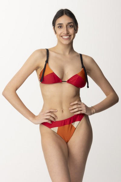 Me Fui  Mehrfarbiger Triangel-Bikini mit Trägern MF24-0610RD RED