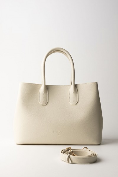 Patrizia Pepe  Shopping bag in textured leather 8B0095 L001 OFF WHITE