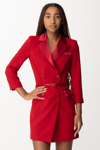 Elisabetta Franchi  Sukienka mini typu szata manteau z paskiem AB52537E2 RED VELVET