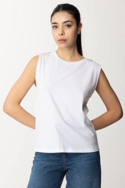 Patrizia Pepe  Ärmelloses T-Shirt mit Piercing-Detail 2M4375 J111 BIANCO OTTICO