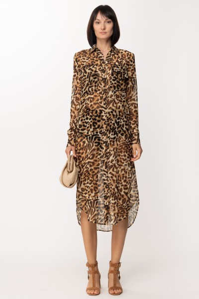 Just Cavalli  Maxi shirt with animal print 74PBL225 CURRY