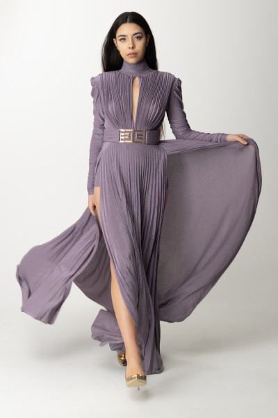 Elisabetta Franchi  Red carpet dress in pleated lurex jersey AB52337E2 CANDY VIOLET