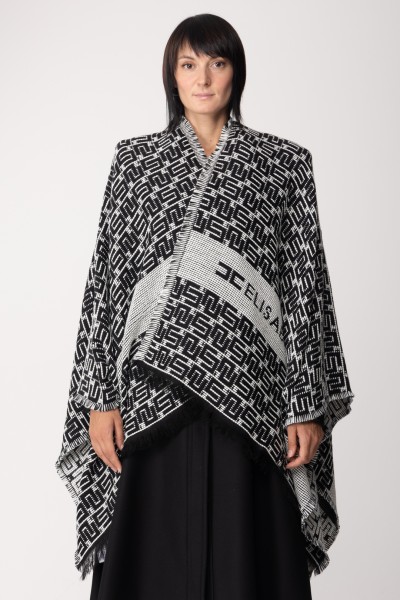 Elisabetta Franchi  Wool cape with logo printWool cape with logo print MT15F36E2 BURRO/NERO