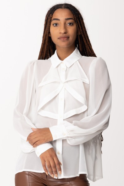 Gaelle Paris  Satynowa bluzka z falbankami GBDP18740 OFFWHITE