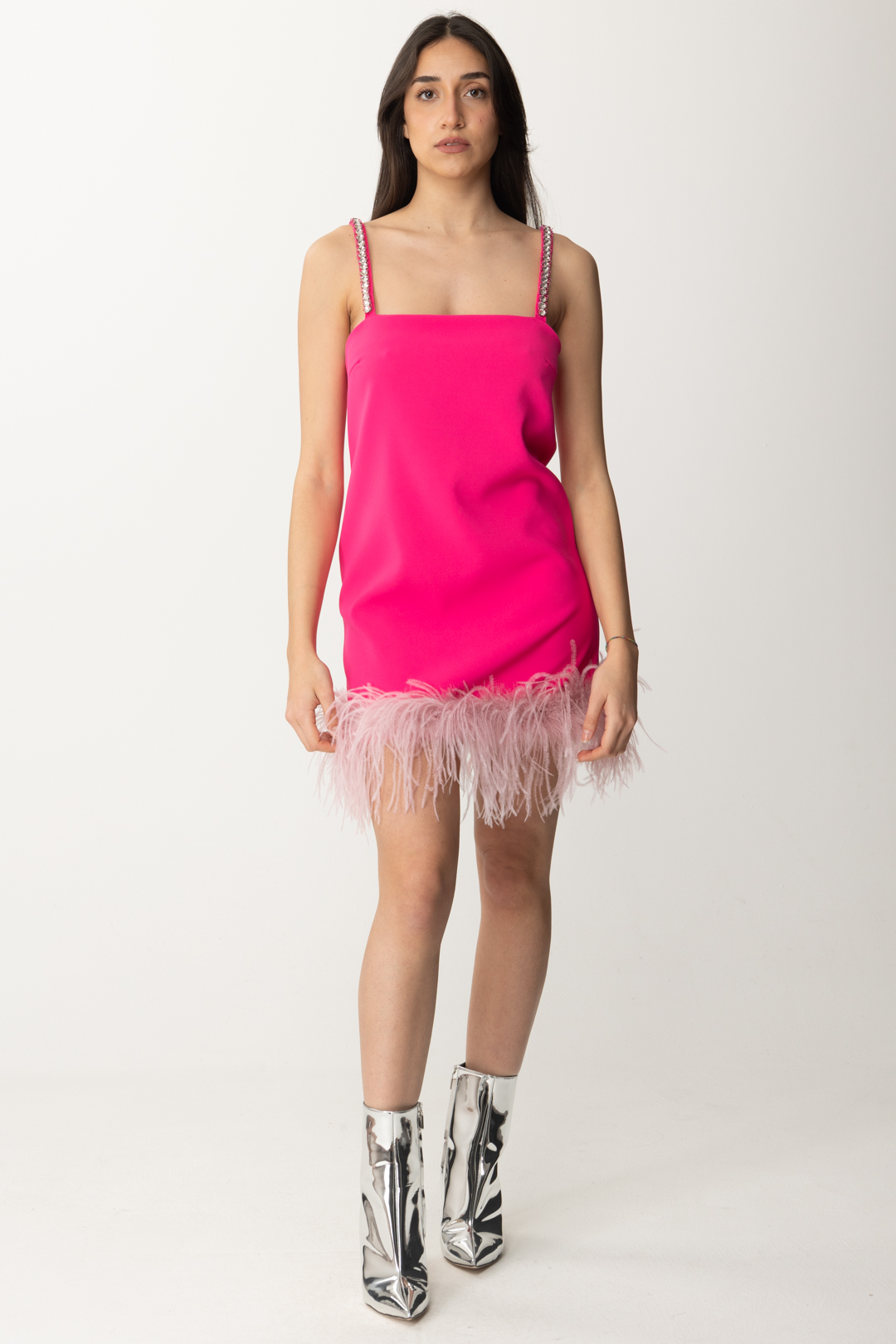 Preview: Pinko Slip dress with feathers PINK PINKO