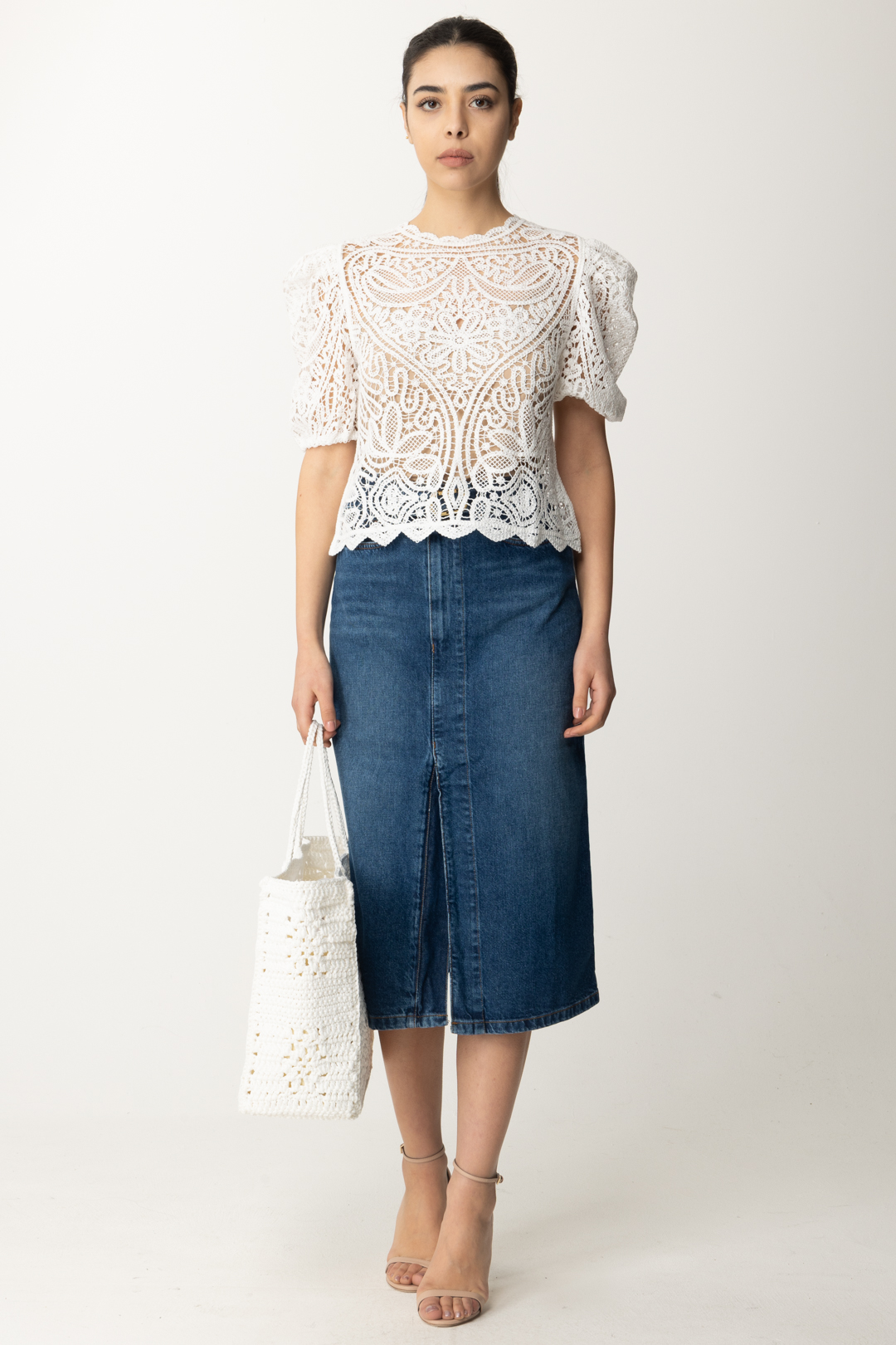 Preview: Twin-Set Lace effect crochet top NEVE