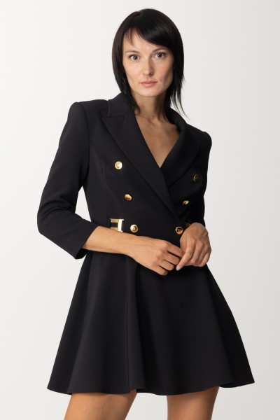 Elisabetta Franchi  Vestido bata-manteau con falda godet AB38536E2 NERO