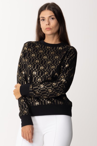 Elisabetta Franchi  Cotton sweater with deco logo MD01237E2 NERO