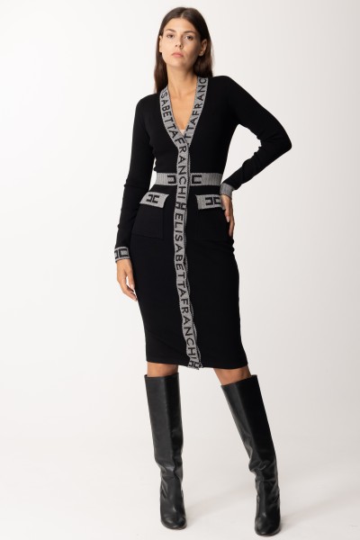 Elisabetta Franchi  Knit chemisier dress with logo inserts AM05S36E2 NERO/BURRO