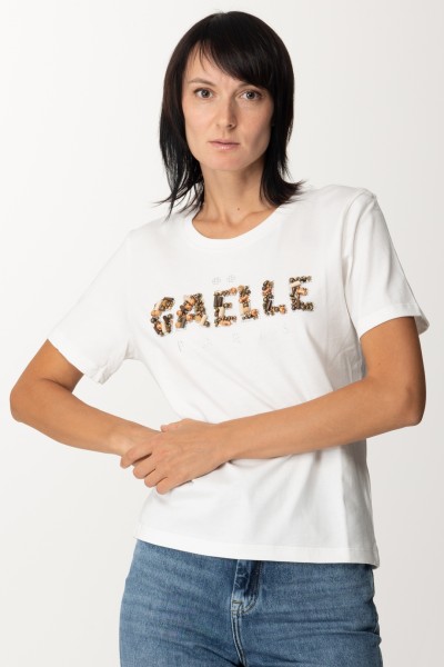 Gaelle Paris  T-shirt z haftowanym logo GBDP19101 OFFWHITE