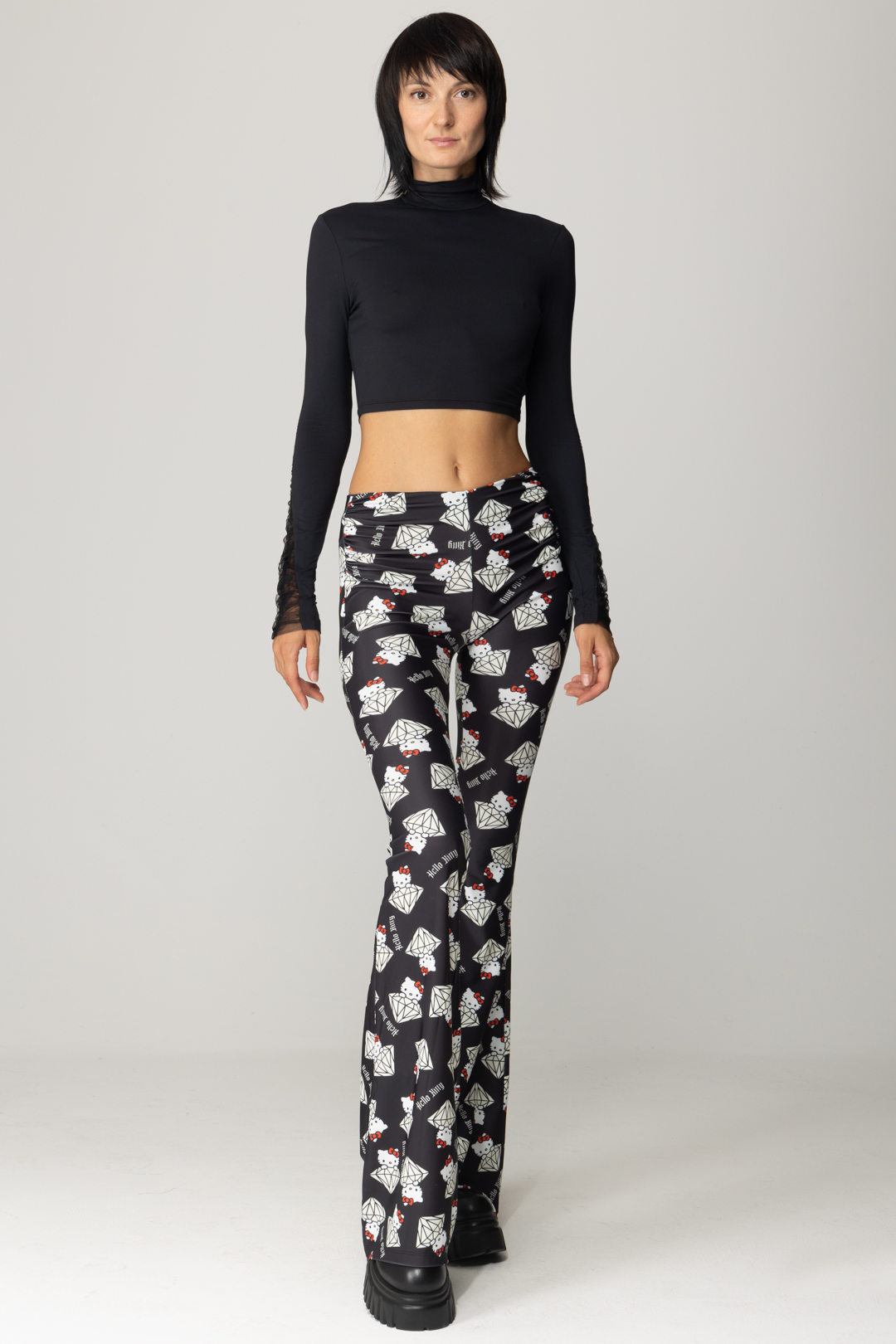 Preview: Aniye By Flared trousers with diamond Kitty print DIAMOND KITTY