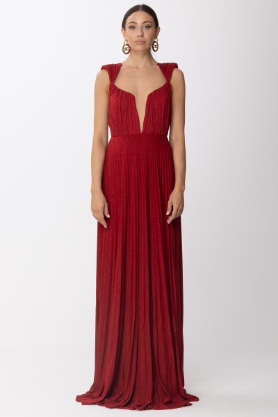 Elisabetta Franchi  Red carpet lurex dress with back charm AB23527E2 Red Velvet