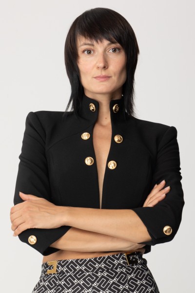 Elisabetta Franchi  Crop jacket with standing collar GI08036E2 NERO
