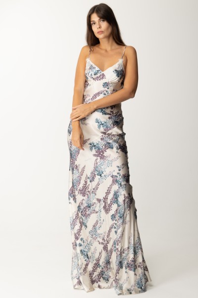 Elisabetta Franchi  Dress in silk with floral print AB54337E2 BURRO