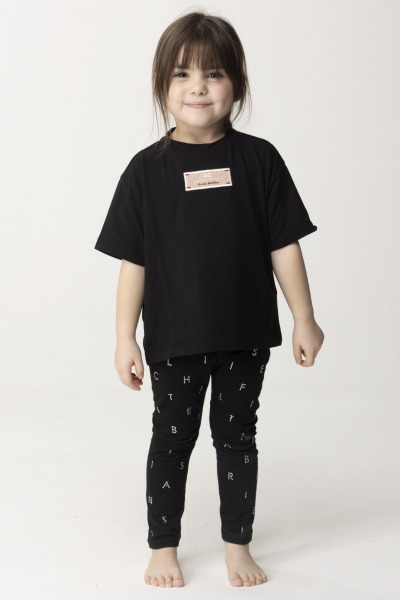 ELISABETTA FRANCHI BAMBINA  T-shirt with logo label EFTS2080JE006.D304 BLACK PINK