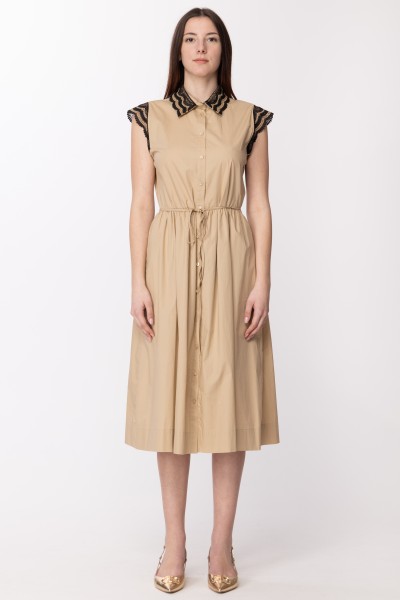 Twin-Set  Sukienka koszulowa z koronkowymi detalami 231TT2120 RIC.BEIGE/NERO