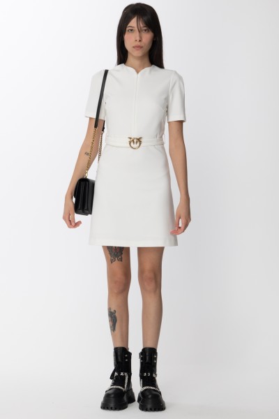 Pinko  Love Birds tight-fitting dress with short sleeves and strap 1G18KT 1739 BIANCO-BIANCANEVE