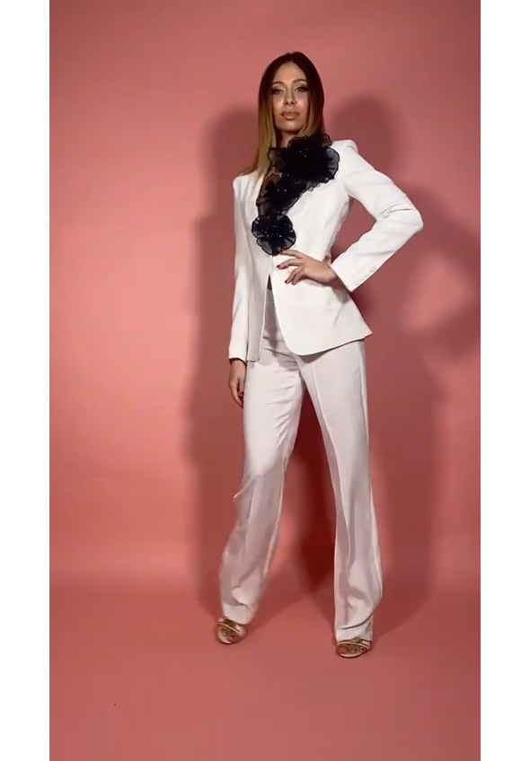 Preview: Fabiana Ferri Straight leg classic trousers Bianco
