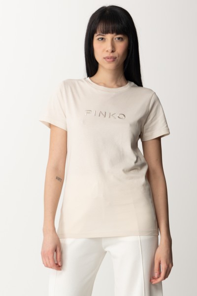 Pinko  T-shirt z haftowanym logo i napisem 101752 A1NW C32