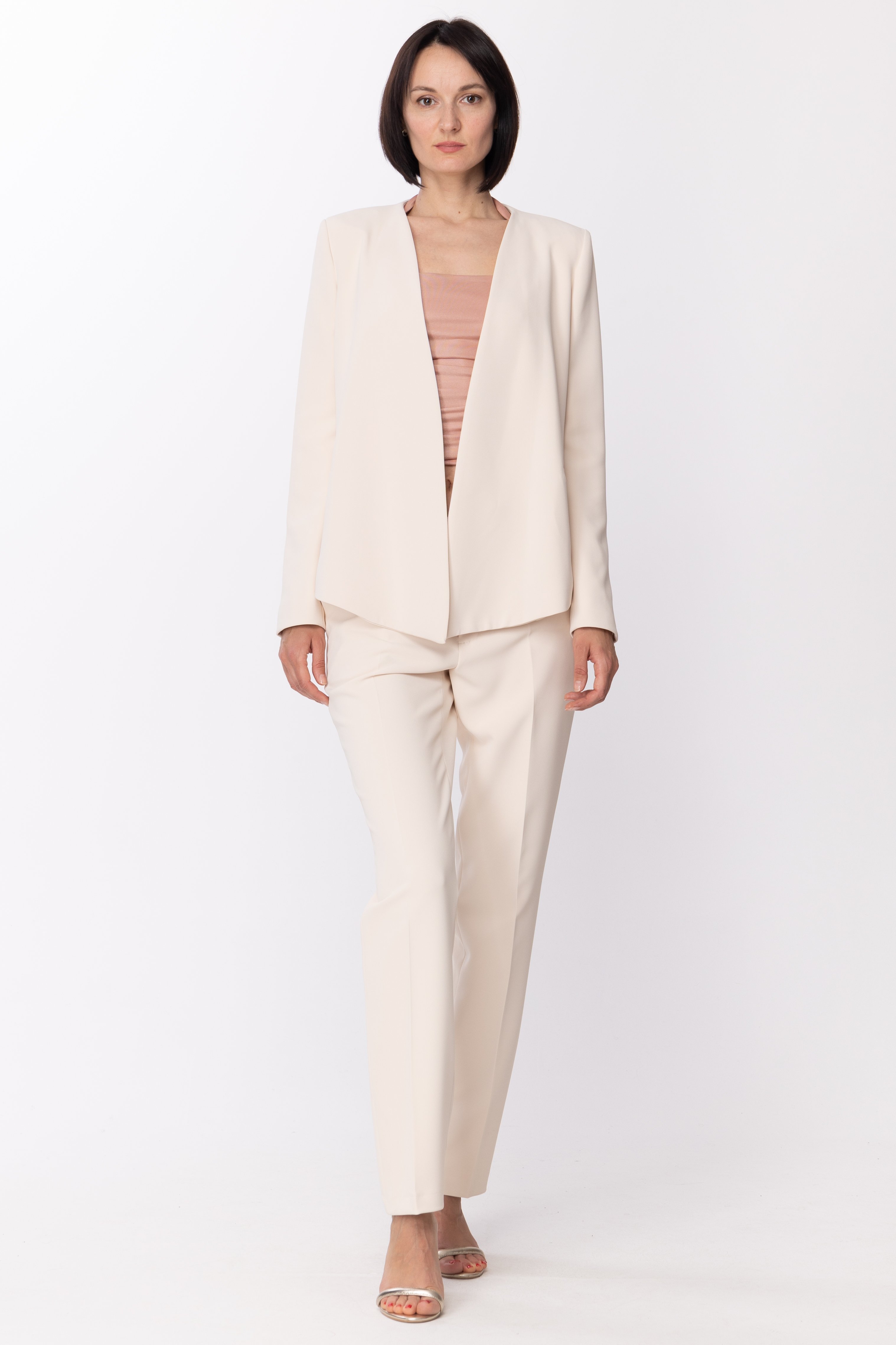Preview: Twin-Set Flared trousers with pleats Avorio