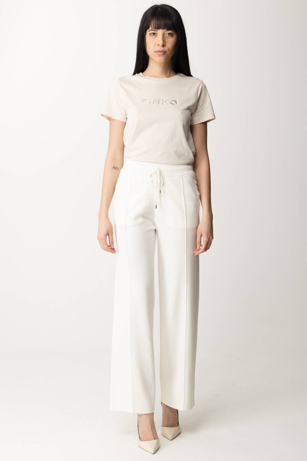 Preview: Pinko Wide Leg Joggers Style Pants BIANCO BRILL