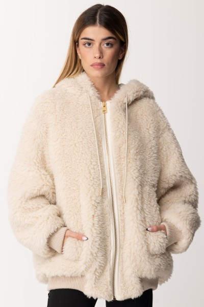 Semicouture  Faux fur bomber jacket S3WV50 A39-1 CORAL SAND