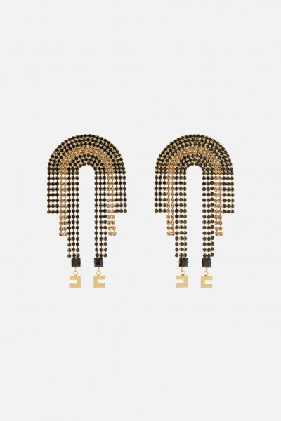 Elisabetta Franchi  Earrings with rhinestone chains OR26A37E2 NERO/ORO