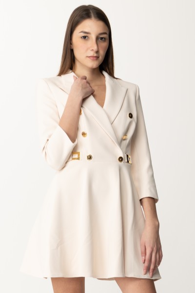 Elisabetta Franchi  Vestido bata-manteau con falda godet AB38536E2 BURRO