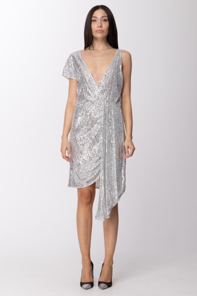 Patrizia Pepe  Asymmetric dress with sequins 2A2030 A6W6 S581 Silver