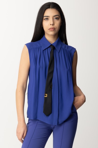 Elisabetta Franchi  Ärmelloses Hemd mit Krawatte CA03941E2 BLUE INDACO