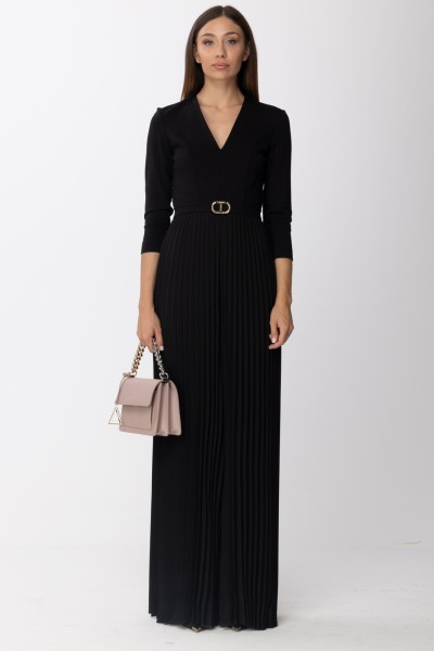 Twin-Set  Long jumpsuit with logo and pleated trousers 222TP2410 NERO